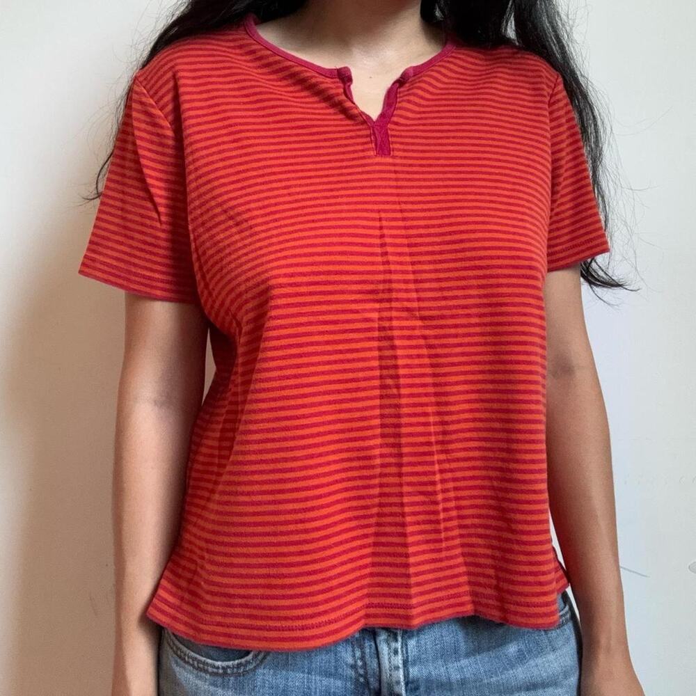 Early 2000s karen scott red striped top